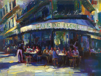 City Impressionism Originals and Prints City Impressionism Originals and Prints Cafe de Flore (SN)